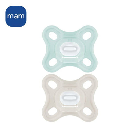 Sucette Physiologique MAM - Lot de 2 - Silicone Souple et Doux - Bleu/Vert