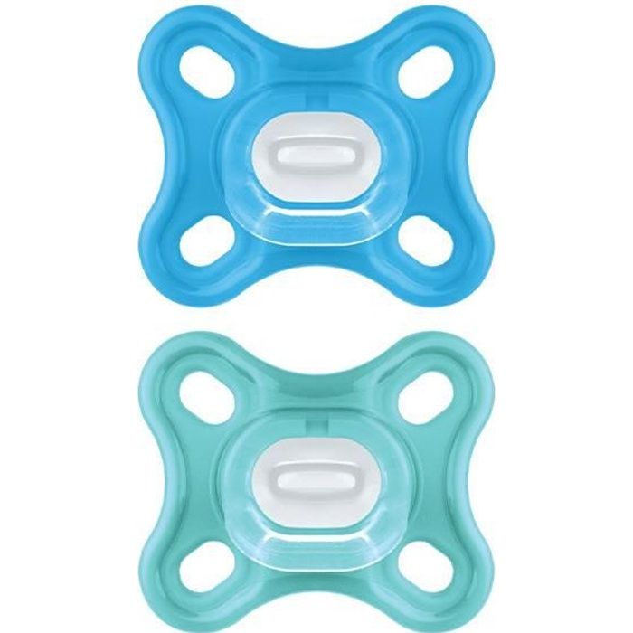 Sucette Physiologique MAM - Lot de 2 - Silicone Souple et Doux - Bleu/Vert