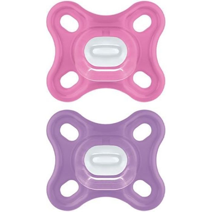 MAM Comfort Sucette Physiologique +0m Rose Lot de 2 + Boîte de Conservation