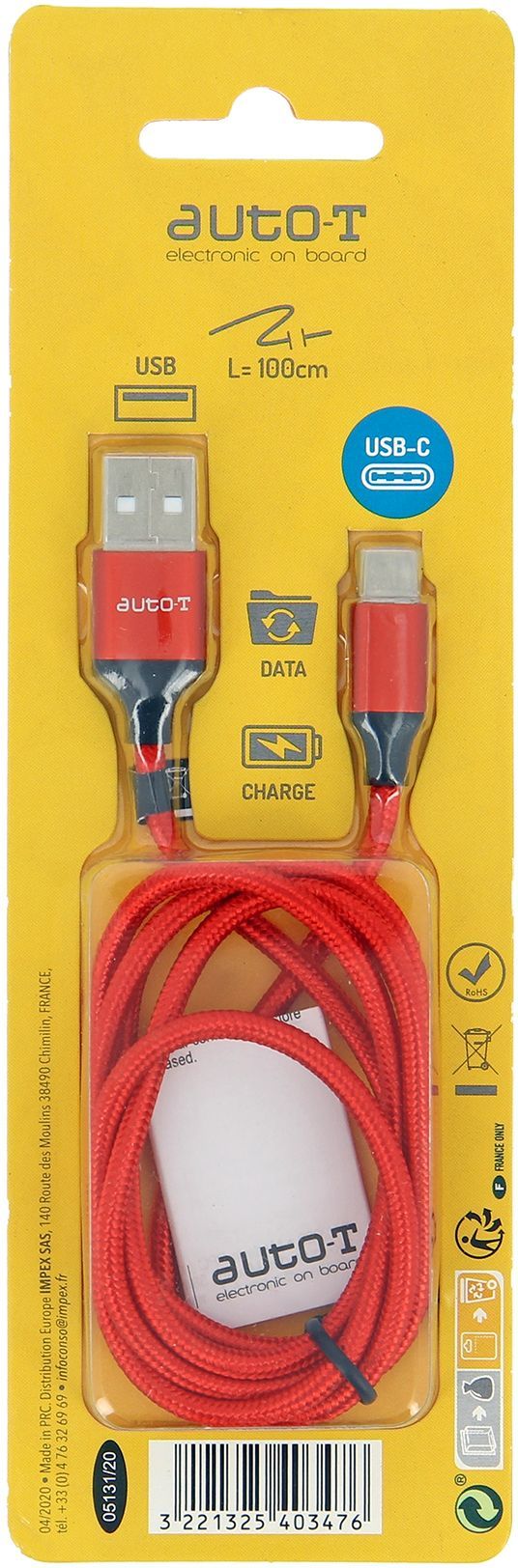 Câble - AUTO T - 540347 - USB 2.0 - USB-C