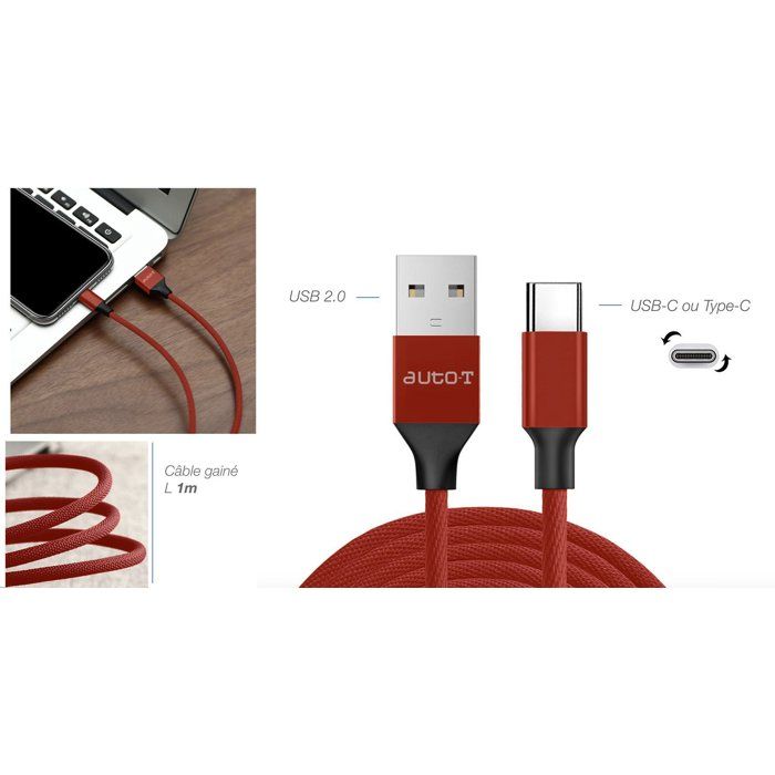 Câble - AUTO T - 540347 - USB 2.0 - USB-C