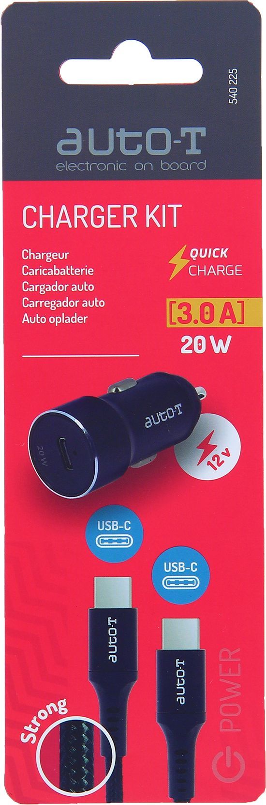 Kit chargeur auto - AUTO T - 540225 - USB-C - 20 W - 5 A