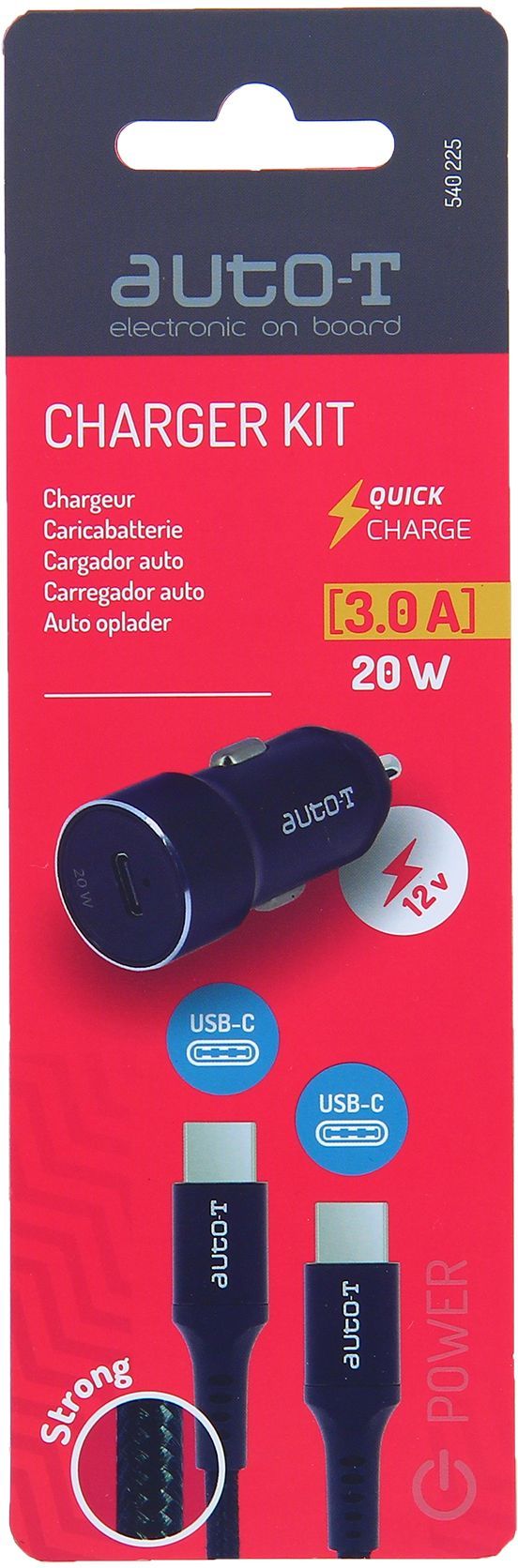Kit chargeur auto - AUTO T - 540225 - USB-C - 20 W - 5 A