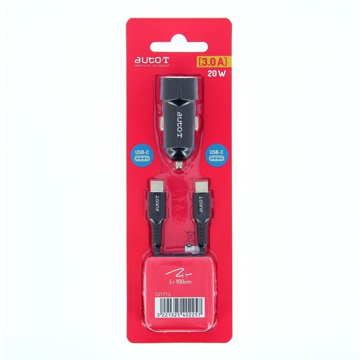 Kit chargeur auto - AUTO T - 540225 - USB-C - 20 W - 5 A