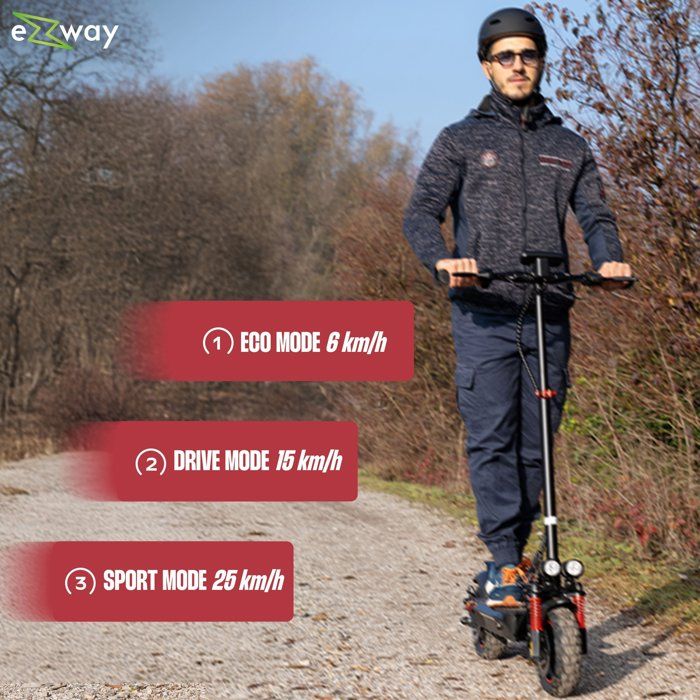 Trottinette électrique tout terrain pliable EBOOST GO - EZWAY - 10 - 48V - 800W - Auto 50KM Feu stop + clignotants