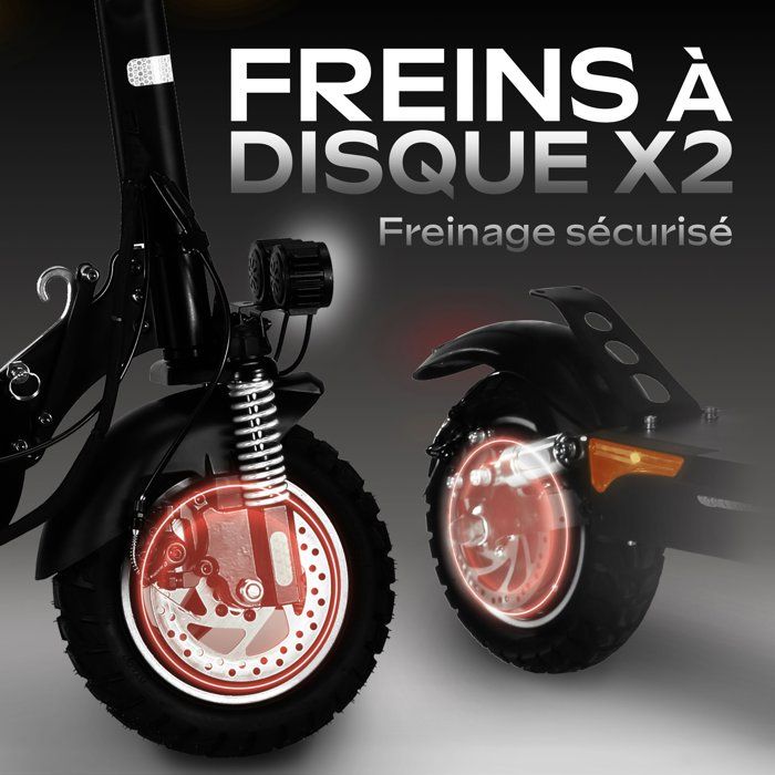 Trottinette électrique tout terrain pliable EBOOST GO - EZWAY - 10 - 48V - 800W - Auto 50KM Feu stop + clignotants