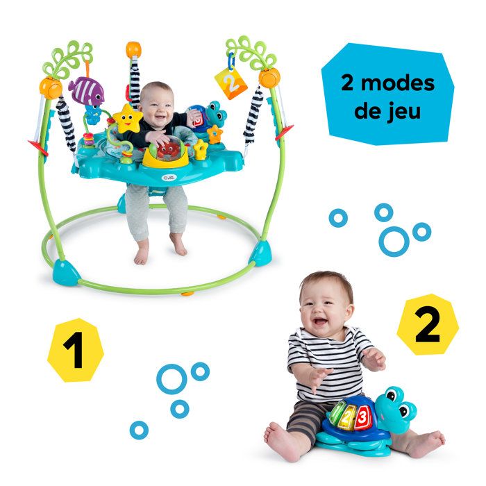 BABY EINSTEIN Aire d'éveil a rebonds Curiosity, éducative 2 en 1 et jouet au sol, jeux a 360° 6M+ cadeau bébé