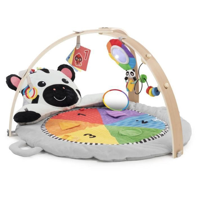 BABY EINSTEIN ZEN LE ZEBRE Tapis d'éveil arche de jeu en bois,  jouets multisensoriels, miroir STEAM, cadeau bébé 0M+