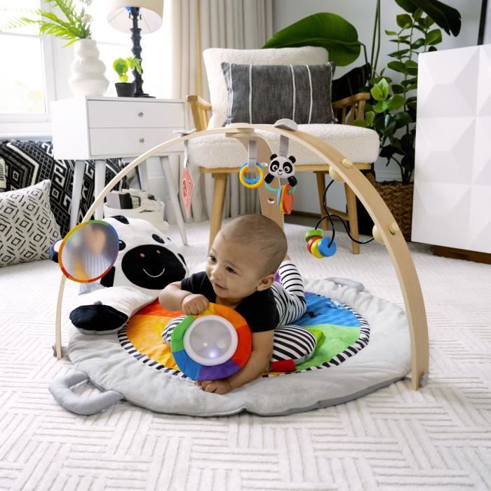 BABY EINSTEIN ZEN LE ZEBRE Tapis d'éveil arche de jeu en bois,  jouets multisensoriels, miroir STEAM, cadeau bébé 0M+