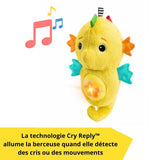 BABY EINSTEIN Veilleuse bébé, Doudou hippocampejaune, réponds au pleurs de bébé, musicale, lumineuse, bruits blanc, attache tétine