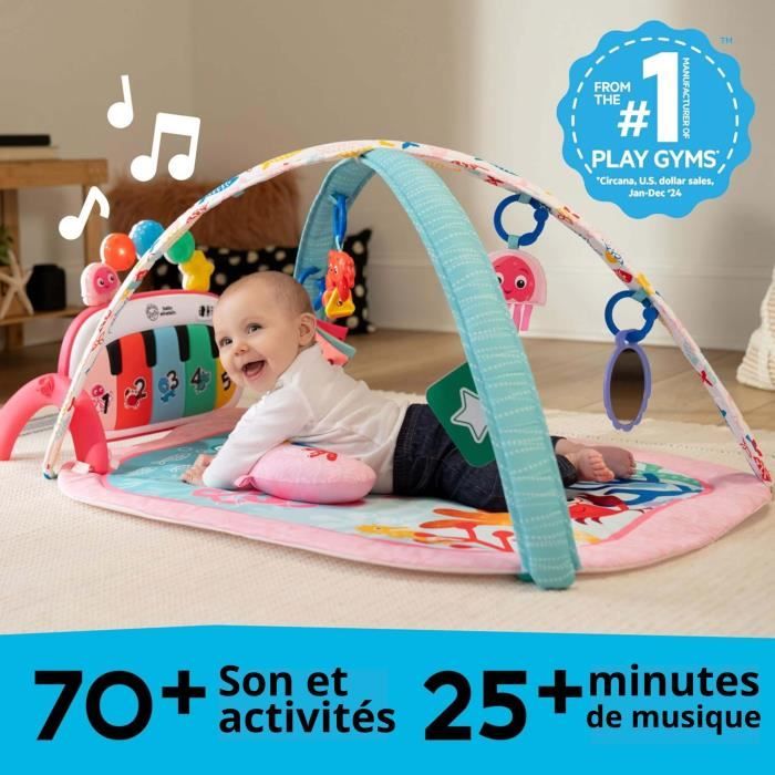 BABY EINSTEIN Tapis de sol éveil bébé fille évolutif 4-en-1 -Kickin' Tunes- jouet piano, arche jouets sensoriels, multilingue