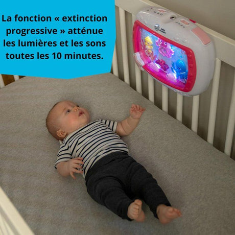 BABY EINSTEIN – Veilleuse bébé Reves Marins – Aquarium musical & sons de l'océan, télécommande, rose