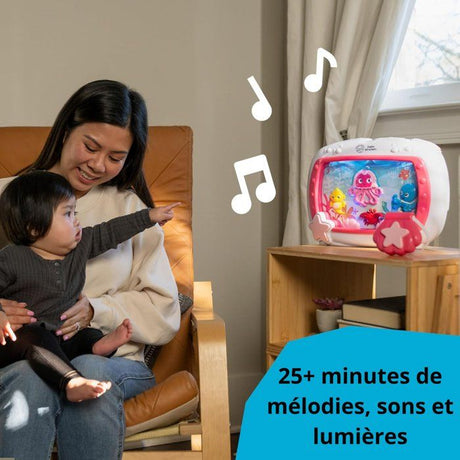 BABY EINSTEIN – Veilleuse bébé Reves Marins – Aquarium musical & sons de l'océan, télécommande, rose