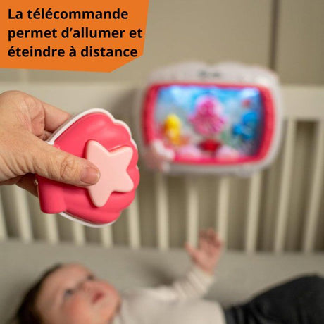 BABY EINSTEIN – Veilleuse bébé Reves Marins – Aquarium musical & sons de l'océan, télécommande, rose