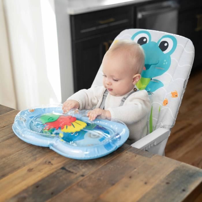 BABY EINSTEIN NEPTUNE Chaise haute bébé de 6 mois a 3 ans inclus: tapis d'eau, assiette sécurisé, tablette et poche de rangement