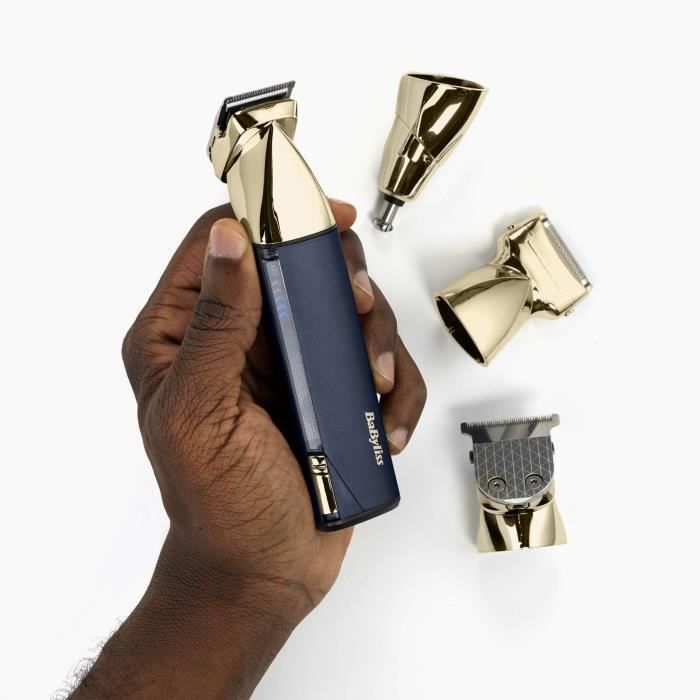 Tondeuse multi-usages sans fil - BABYLISS - MT992E Super-X Metal - Autonomie 5 h - 4 tetes - Edition Gold & Navy
