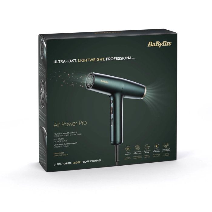 Seche-cheveux - Babyliss - D6555DE - Air Power Pro VERT - Moteur numérique - Systeme ionique - Ultra-silencieux