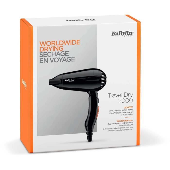 Seche-cheveux - BaByliss - 5344E Travel Dry 2000 - Compact LÈger avec poignÈe pliable