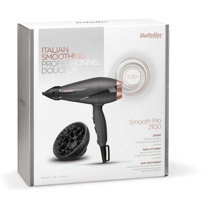 Seche-cheveux - BaByliss - 6709DE Smooth Pro 2100 - Moteur AC - FabriquÈ en Italie