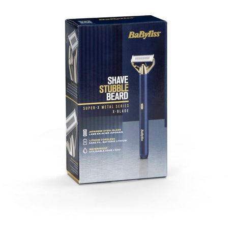 Tondeuse a barbe et rasoir - BABYLISS - X-Blade Super-X Metal - Sans fil - Autonomie 45 min - 4 sabots - Edition or & bleu marine