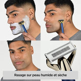 Tondeuse a barbe et rasoir - BABYLISS - X-Blade Super-X Metal - Sans fil - Autonomie 45 min - 4 sabots - Edition or & bleu marine