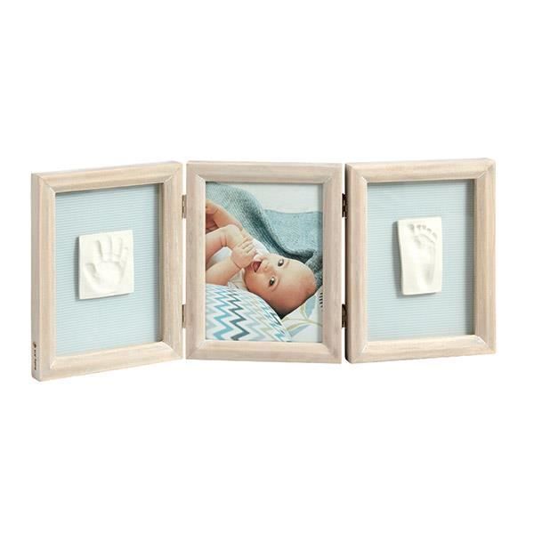 Cadre Photo Bois Double Empreinte BÈbÈ - BABY ART - My Baby Touch - Kit Moulage Inclus - Cadeau Naissance