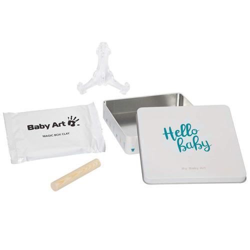 Baby Art Magic Box Square - Kit Empreintes Mains et Pieds BÈbÈ dans BoÓte MÈtal, Cadeau Naissance ou Bapteme, Essentiel