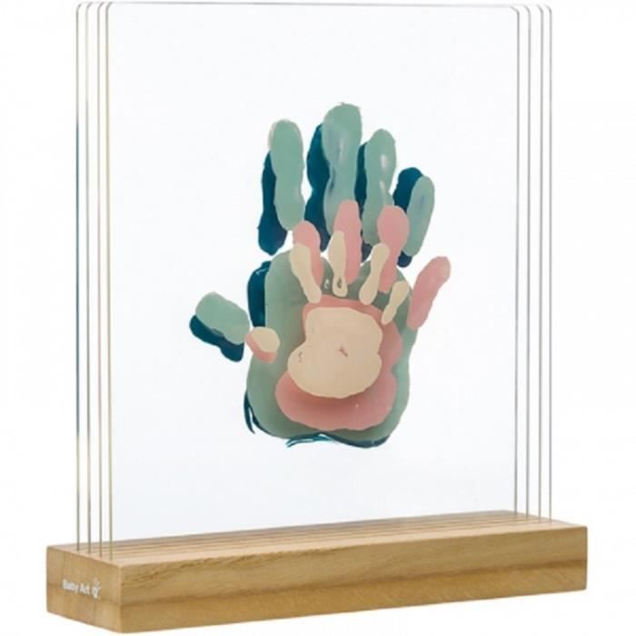 Baby Art Family Touch - Kit Empreintes Mains Famille : Empreintes de Toute la Famille sur Base en Bois, Cadeau Naissance, Bapteme