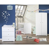 Chambre bÈbÈ trio Basic boule: Lit 120x60, commode a langer et armoire - Babyprice - Blanc