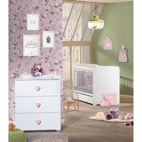 Chambre bÈbÈ duo Basic coeur: lit 120x60, commode a langer - Babyprice - Blanc