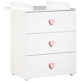 Chambre bÈbÈ duo Basic coeur: lit 120x60, commode a langer - Babyprice - Blanc