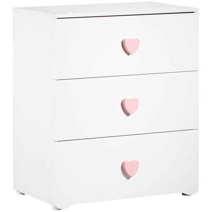 Chambre bÈbÈ duo Basic coeur: lit 120x60, commode a langer - Babyprice - Blanc