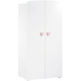 Chambre bébé trio Basic coeur: lit 120x60, commode a langer et armoire - Babyprice - Blanc