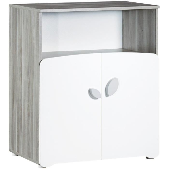 Chambre bÈbÈ duo Leaf: lit 120x60, commode a langer - Babyprice - Blanc