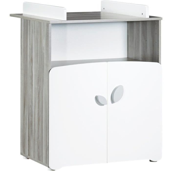 Chambre bÈbÈ trio Leaf: lit 120x60, commode a langer et armoire - Babyprice - Blanc