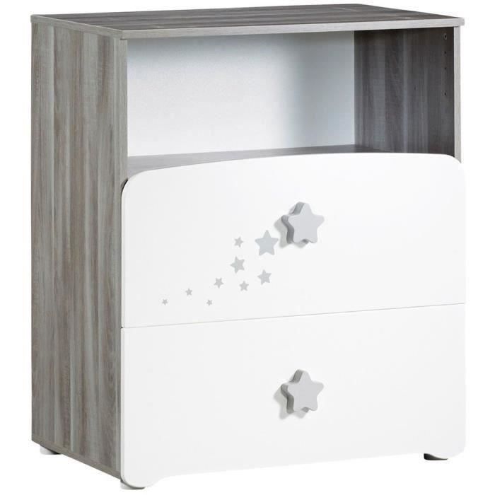 Chambre bÈbÈ duo Nao: lit 120x60, commode a langer - Babyprice - Blanc