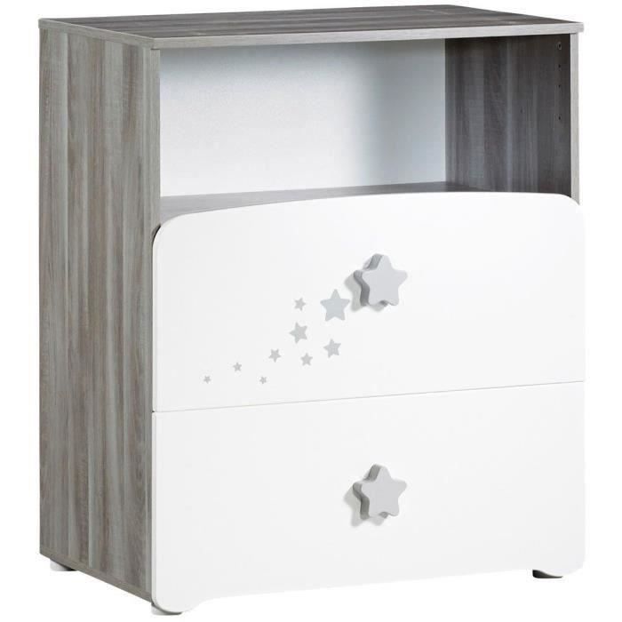 Chambre bébé duo Nao: lit 120x60, commode a langer - Babyprice - Blanc