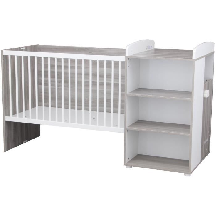 Lit CombinÈ - 120x60cm - Evolutif en 90x190cm - Babyprice Smile - Chene silex