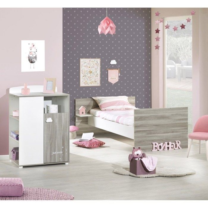 Lit CombinÈ - 120x60cm - Evolutif en 90x190cm - Babyprice Smile - Chene silex