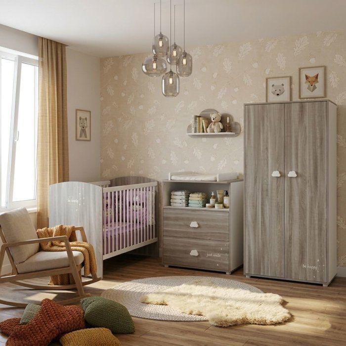 Lit bébé a barreaux - 120 x 60 cm - Babyprice Smile - Chene silex - Blanc