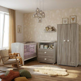 Lit bébé a barreaux - 120 x 60 cm - Babyprice Smile - Chene silex - Blanc