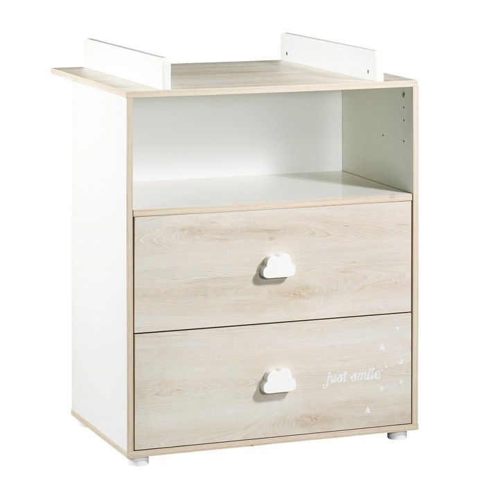 Changing table - Babyprice - Smile - Beech - 2 drawers - 1 niche - Wooden