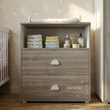 Commode a langer - Babyprice - Smile - Chene silex - 2 tiroirs - 1 niche - En bois - Blanc