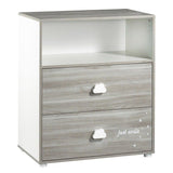 Commode a langer - Babyprice - Smile - Chene silex - 2 tiroirs - 1 niche - En bois - Blanc