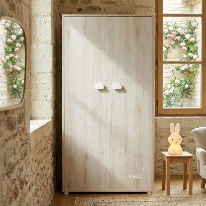 Armoire bébé Smile - Hetre - 2 portes - 168x85x57cm - Babyprice