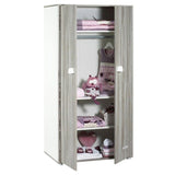 Armoire bÈbÈ Smile ours - Chene silex - Blanche - 2 portes - 168x85x57cm - Babyprice