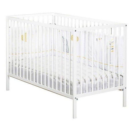 Lit bébé - 120 x 60 cm - Babyprice First - Tout barreaux - En bois blanc