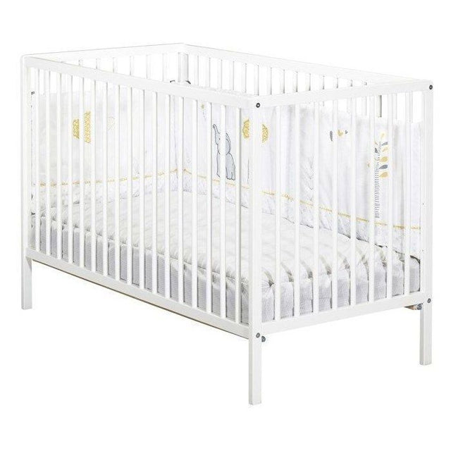 Lit bébé - 120 x 60 cm - Babyprice First - Tout barreaux - En bois blanc