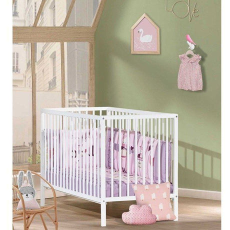Lit bébé - 120 x 60 cm - Babyprice First - Tout barreaux - En bois blanc