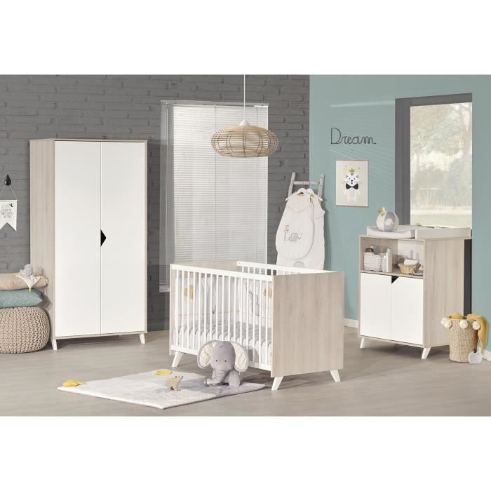 Commode a langer - Babyprice - Scandi naturel - 2 portes - 1 niche - En bois